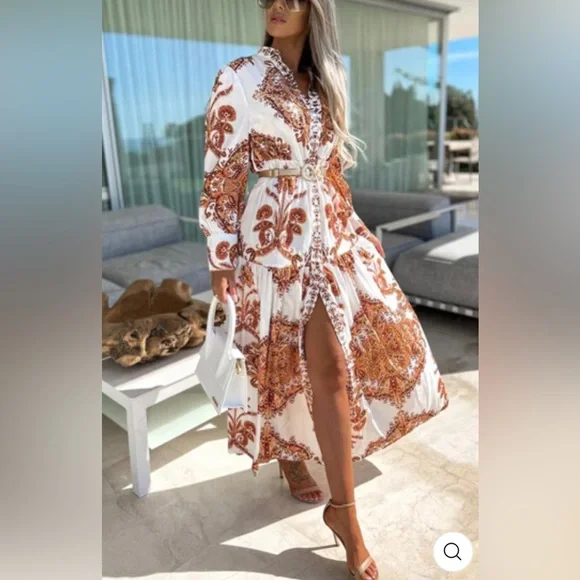 DIONNE Paisley Midaxi Dress - Rust NWT - Picture 4 of 8